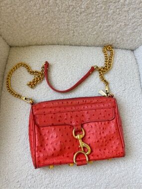 Rebecca Minkoff Orange Ostrich-Texture Crossbody Bag